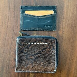 Fossil Brown and Black Leather Card Holder